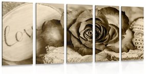 Εικόνα 5 μερών ροζ σε σχέδιο σέπια Love