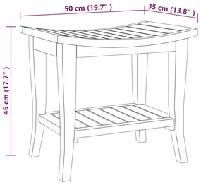 Τραπέζι Βοηθητικό Μπάνιου 50 x 35 x 45 εκ. από Μασίφ Ξύλο Teak - Καφέ