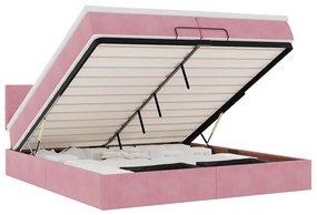 vidaXL Οθωμανικό κρεβάτι με στρώματα & LEDs Ροζ 200x200cm Velvet