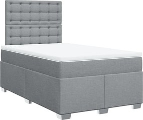 vidaXL Κρεβάτι Boxspring με Στρώμα Ανοιχτό Γκρι 120x200 εκ. Υφασμάτινο