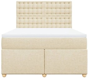 vidaXL Κρεβάτι Boxspring με Στρώμα Κρεμ 160x200 εκ. Υφασμάτινο
