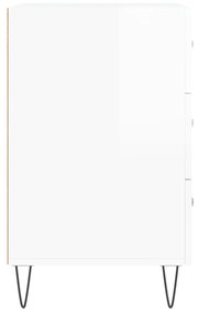 Κομοδίνο Γυαλ. Λευκό 40 x 40 x 66 εκ. από Επεξεργασμένο Ξύλο - Λευκό