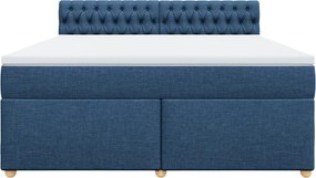 vidaXL Κρεβάτι Boxspring με Στρώμα Μπλε 180x200 εκ. Υφασμάτινο