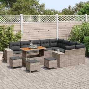 vidaXL Σετ Καναπέ Κήπου Ρυθμιζόμενο ύψος 13 pcs Γκρι συνθετικό ρατάν