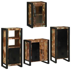 vidaXL Σετ Επίπλων Μπάνιου 4 pcs Πολύχρωμο Στερεό ανακτημένο ξύλο