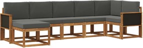 vidaXL Σειρά Καναπέ Εξωτερικού 7 pcs Φυσικό και Ανθρακί Πολυεστέρας
