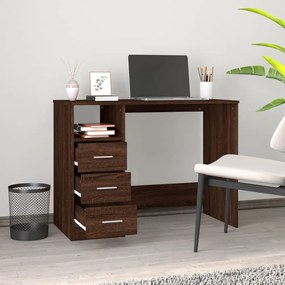 Γραφείο με Συρτάρια Καφέ Δρυς 102x50x76 εκ. Επεξεργασμένο Ξύλο - Καφέ
