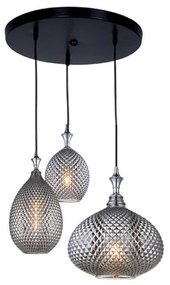 Φωτιστικό Οροφής 19241 Smoked Grey-Black Matt Metal, Glass