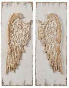 Artekko Alcott Διακοσμητικό Τοίχου Πίνακας με Φτερά Ξύλο MDF Λευκή Πατίνα (40x5x107)cm Σετ/2 Artekko 44996-DS