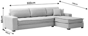 Γωνιακός καναπές PWF-0601 pakoworld αριστερή γωνία ύφασμα μπεζ 323/190x85εκ - Ύφασμα - 071-001419