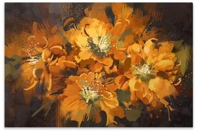 Πίνακας σε καμβά Orange Flowers Megapap ψηφιακής εκτύπωσης 120x60x3εκ. - GP033-0109 - GP033-0109