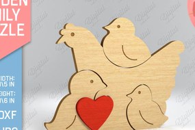 Σετ των 2 Intra απο ξύλο plywood 3mm-4mm πάχος Κοτόπουλο . Ξύλινο Family Puzzle Δίασταση 30x20 cm INTRAFABR-83146879