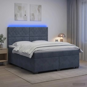 vidaXL Κρεβάτι box spring με στρώμα Σκούρο Γκρι 140 x 200 cm Βελούδο
