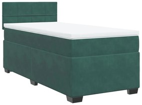 Κρεβάτι Boxspring με Στρώμα Σκούρο Πράσινο 100x200εκ. Βελούδινο - Πράσινο