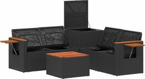 vidaXL Σετ Καναπέ 6 τμχ. Μαύρο 55 x 55 x 37 εκ Πολυ-ρακί και Χάλυβας