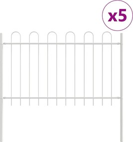 vidaXL Φράχτης Κήπου 5 pcs Λευκό 8,5 x 1 μ Ατσάλι με Πούδρα
