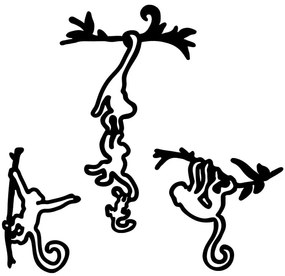 Διακοσμητικό Τοίχου Naughty Monkeys (Σετ 3Τμχ) 899SKL2365 14x23/24x23/30x51cm Black Wallity Μέταλλο