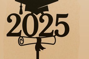 Σετ των 2 Intra απο ξύλο plywood Χρώμα wenge 3mm-4mm πάχος - Τάξη 2025 Graduation Cake Topper Δίασταση 4x4 cm INTRAFABR-8515801
