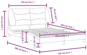 Πλαίσιο Κρεβατιού με Κεφαλάρι Γκρι 140x190εκ. Συνθετικό Δέρμα - Γκρι