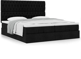 vidaXL Οθωμανικό κρεβάτι με στρώματα Μαύρο 180x200cm Ύφασμα