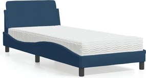 vidaXL Κρεβάτι με Στρώμα Dover Μπλε 90x190 εκ.Υφασμάτινο