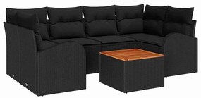 vidaXL Σετ Καναπέ Κήπου 7 pcs Μαύρο Πολυ ράταν