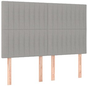 vidaXL Κρεβάτι Boxspring με Στρώμα &amp; LED Αν.Γκρι 140x200εκ. Υφασμάτινο