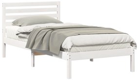 vidaXL Σκελετός Κρεβατιού Λευκό 75 x 190 cm Μασίφ ξύλο πεύκου