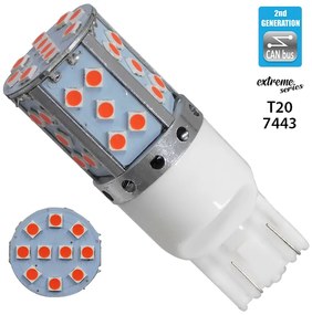 Λαμπτήρας LED Extreme Series Can-Bus 2ης Γενιάς με βάση T20 7443 15W 12v Κόκκινος για Πορείας Στοπ GloboStar 81156