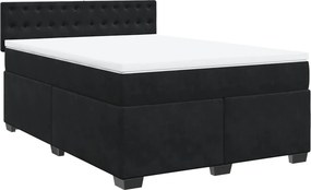 vidaXL Κρεβάτι Boxspring με Στρώμα Μαύρο 160x200 εκ. Βελούδινο