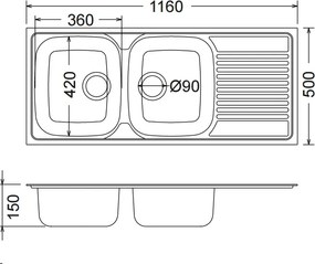 Fortinox Valley 25210 (116x50) - Νεροχύτης κουζίνας