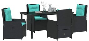 vidaXL Σέτ φαγητού για κήπο 5 pcs Μαύρο Πολυ ράταν