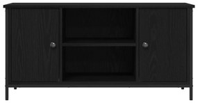 vidaXL Ράφι Τηλεόρασης Μαύρο Δρύινο 100x40x50 εκ. Κατασκευασμένο από Ξύλο και Χάλυβα