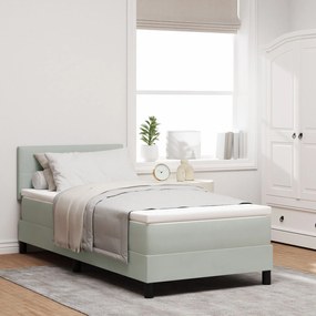 Κρεβάτι με Στρώμα Light Grey 90x200 εκ Βελούδο