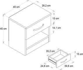 Κομοδίνο Lube Megapap χρώμα μαύρο 40x28,2x40εκ.