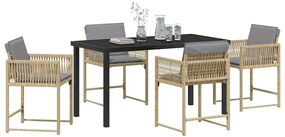 vidaXL Σέτ φαγητού για κήπο 5 pcs Μπεζ συνθετικό ρατάν