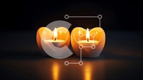 Intra Συλλεκτικό Ξύλινο Παζλ Plywood 4mm - Ρομαντικά κεριά σε σχήμα καρδιάς Σε Ξύλινο Κουτί - Διαστάσεις Puzzle: 10x10 cm – 25 κομμάτια