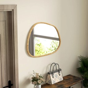 HOMCOM Επιτοίχιος Καθρέφτης Διακοσμητικός Καθρέφτης, Vintage Σχέδιο, 70 cm x 2,1 cm x 50 cm, Μασίφ Ξύλο, Φυσικό