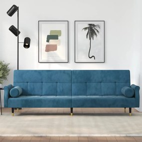 Καναπές Κρεβάτι με Μαξιλάρια Μπλε Βελούδινος