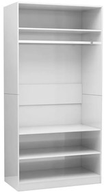 Ντουλάπα Γυαλιστερό Λευκό 100 x 50 x 200 εκ. από Επεξ. Ξύλο - Λευκό