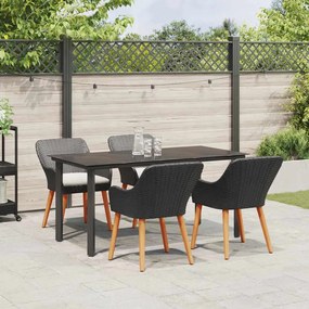vidaXL Σετ κήπου  5 τεμαχίων, μαύρο πολυ rattan