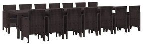 vidaXL Σέτ φαγητού για κήπο 15 pcs Καφέ Rattan Polt