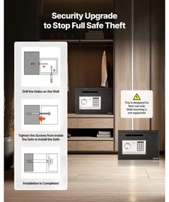 VEVOR 0.6 Cubic Feet Drop Safe, Drop Slot Safe Box with Password and Turn Knob, Heavy Duty Compact Cash Depository Box with a Front Lock Slot for Cash, Bank Slips, Jewelry, Documents, Bills, Black