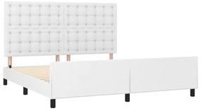 vidaXL Πλαίσιο Κρεβατιού με Κεφαλάρι Λευκό 180x200 εκ. Συνθετικό Δέρμα