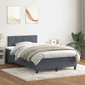 BOX SPRING ΚΡΕΒΑΤΙ ΜΕ ΣΤΡΩΜΑ ΣΚΟΥΡΟ ΓΚΡΙ 120X220 CM ΒΕΛΟΥΔΙΝΟ 3316924