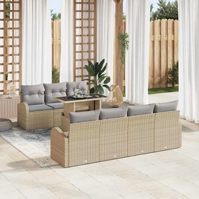 vidaXL Σετ Καναπέ Κήπου 8 pcs Μπεζ 100 x 55 x 73 εκ. Πολυ ράταν