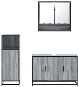 vidaXL Σετ Επίπλων Μπάνιου 3 Τεμαχίων Γκρι Sonoma Επεξεργασμένο Ξύλο