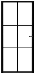 Πόρτα Εσωτερική Μαύρη 93 x 201,5 εκ. από Γυαλί ESG / Αλουμίνιο - Μαύρο