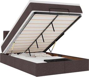 vidaXL Ottoman Κρεβάτι με Στρώμα Σκούρο Καφέ 120x200cm Ύφασμα