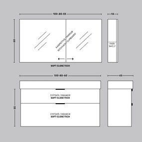 One Project Soul 60  MDF - Πάγκος με Νιπτήρα &amp; Καθρέπτη